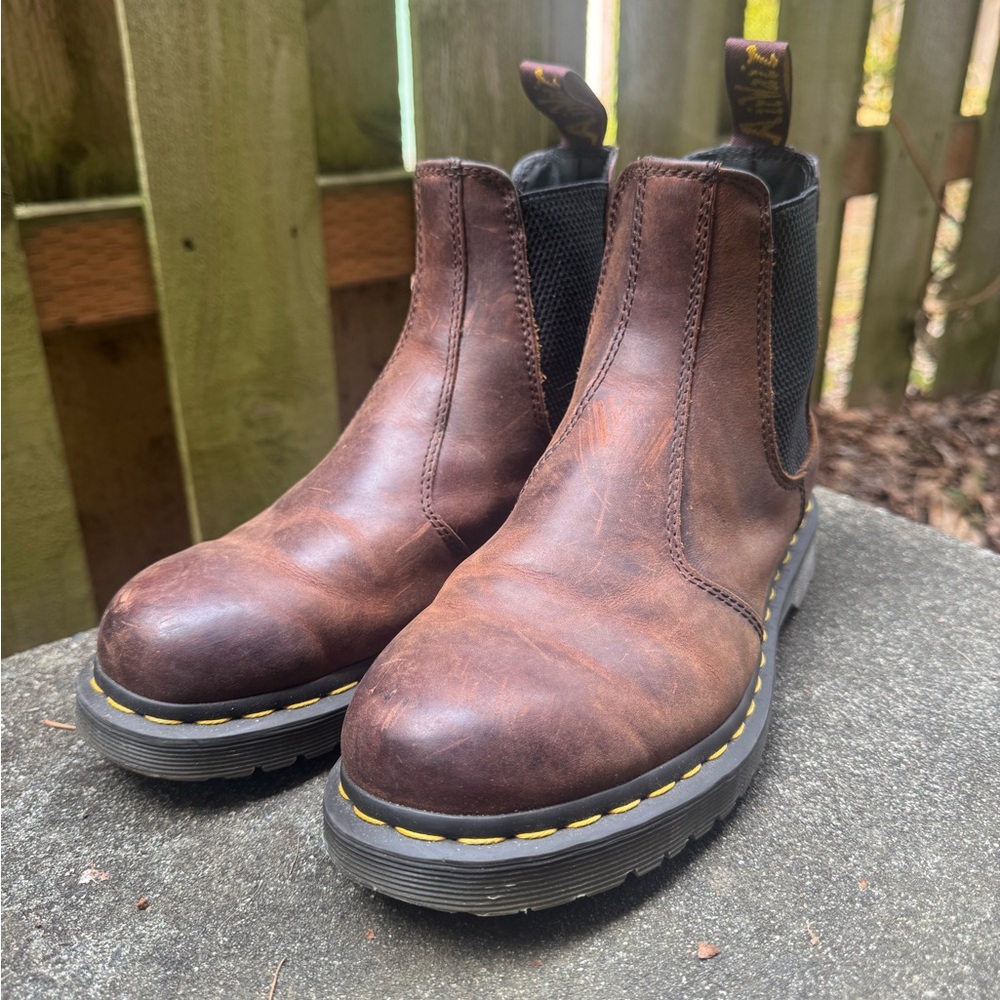 Dr Martens 2976 Waxed Full Grain Leather Boots in Chestnut Brown W8
